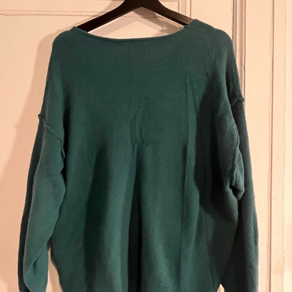 NWOT Aritzia Wilfred Free Hush Knit V-Neck Sweater in Teal - Picture 4 of 4